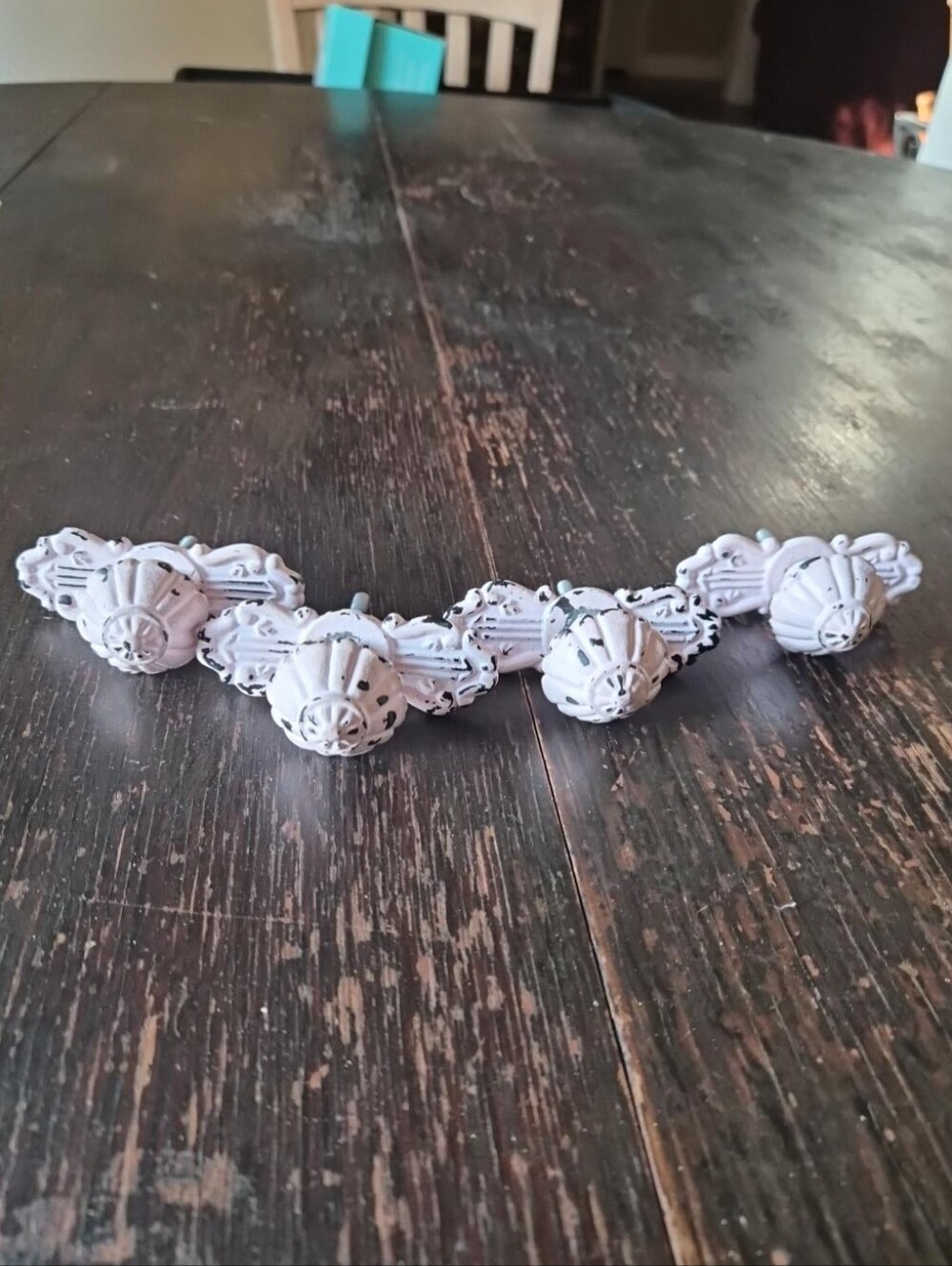 Vintage Style Blush Pink Distressed Drawer Pulls Set of 4 Shabby Chic Hardware